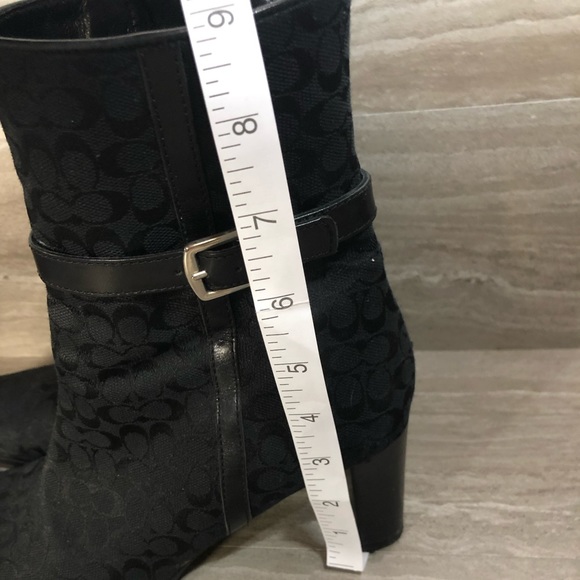 Coach | Bibi Ankle Boots Black Canvas Coach Print Size 8 - Picture 10 of 11